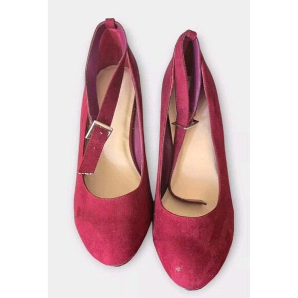 Torrid Wedge Heels Women's 11.5 Wide Merlot Faux Suede Ankle Strap - Picture 2 of 9